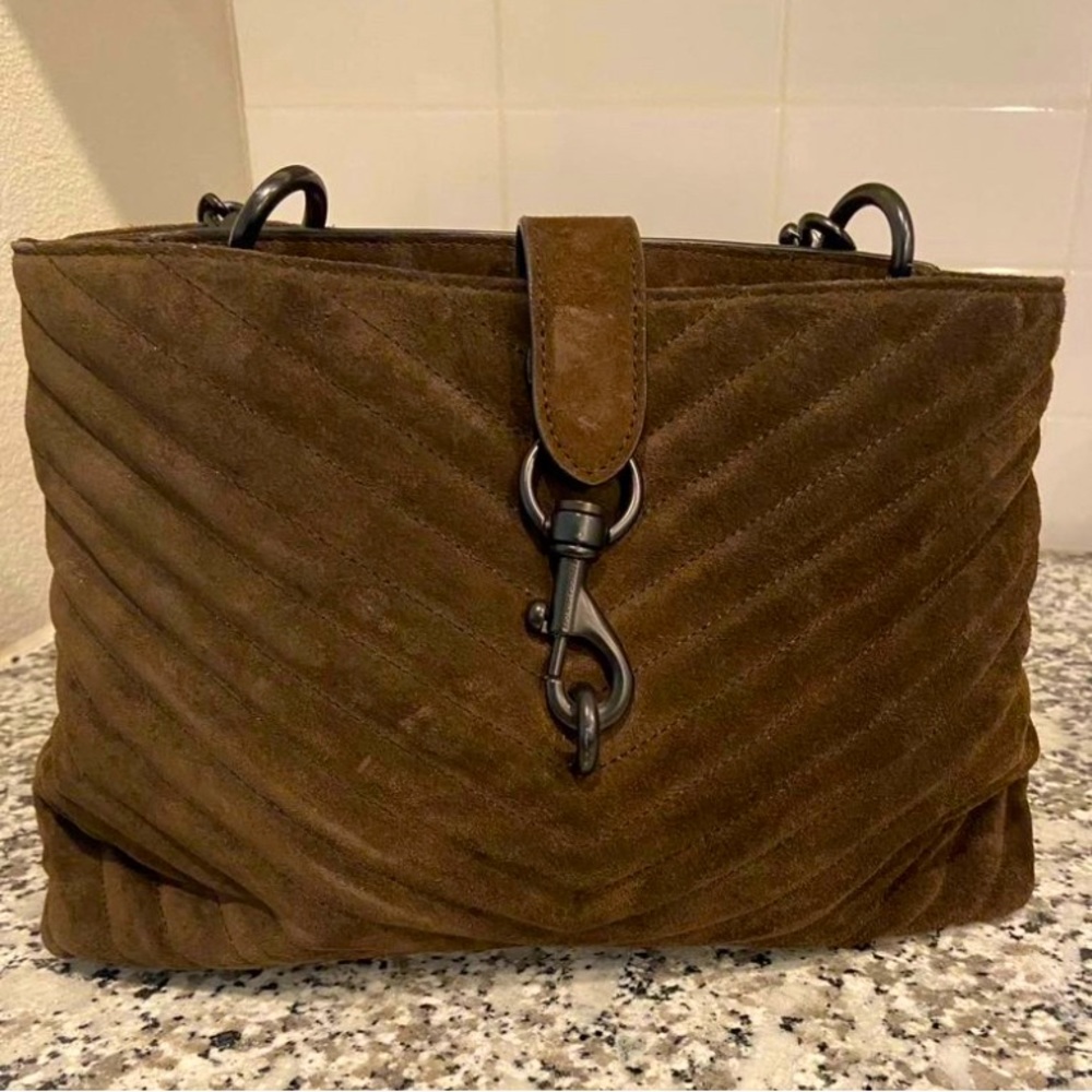 Rebecca Minkoff brown suede purse. Black hardware